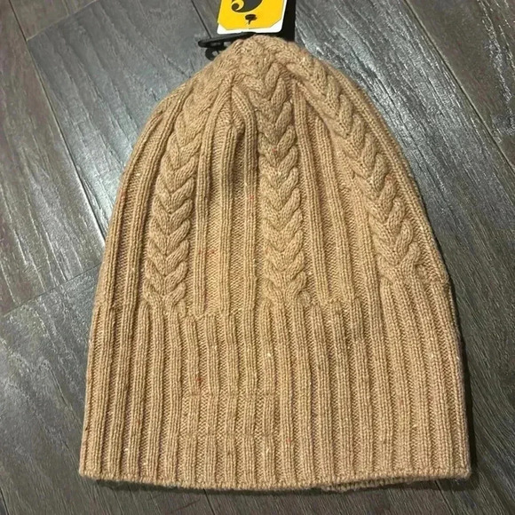 Carhartt Wool Blend Ribbed Cable Knit Fisherman cuffed Beanie, Caramel Nep - Picture 7 of 8